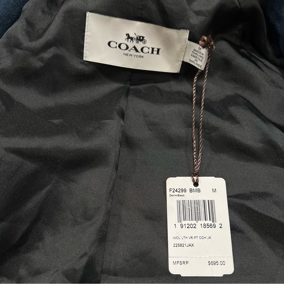 BNWT RRP 695$ COACH WOOL GOAT LEATHER VARSITY JACKET MENS SIZE M F24299 - Picture 8 of 13